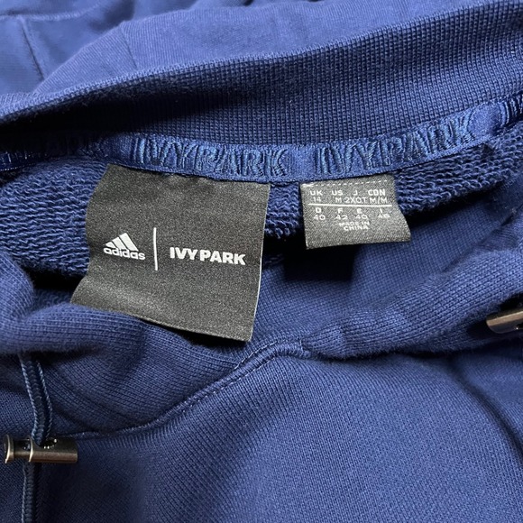 Adidas x Ivy Park Cropped Hoodie Sweatshirt Workout Blue Women's Size Medium - Picture 8 of 10
